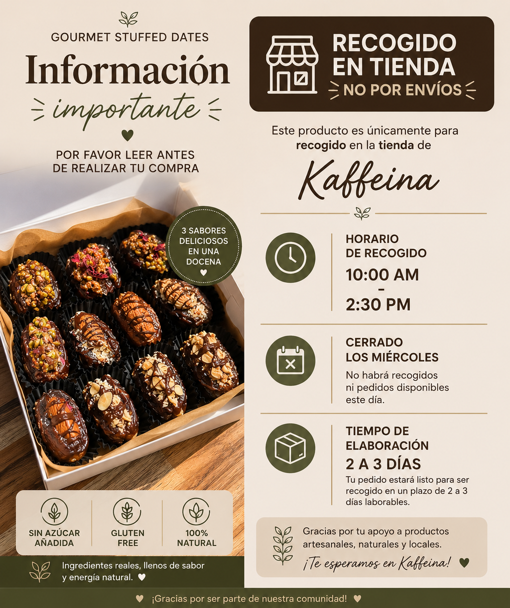 Gourmet Stuffed Dates – Docena Surtida ✨ (recogido solamente)